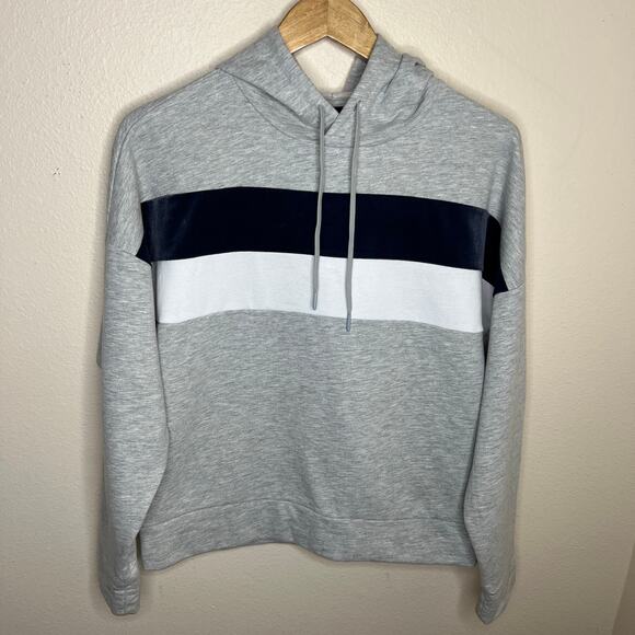 Gap Fit Gray Stripe Hoodie Medium - Picture 1 of 10